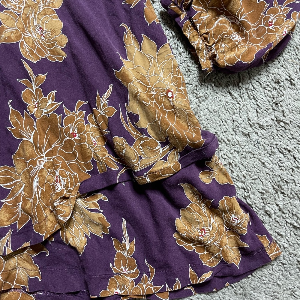 Free People Shake It Purple Fall Floral Mini Dress w pockets S - Picture 4 of 8